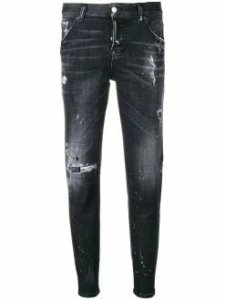 Dsquared2 jean crop à effet usé