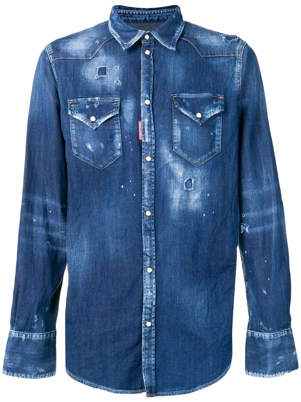 Dsquared2 Se Vend Bas Prix Chemise en denim à effet usé chemises homme 3 Dsquared2 chemise en denim à effet usé