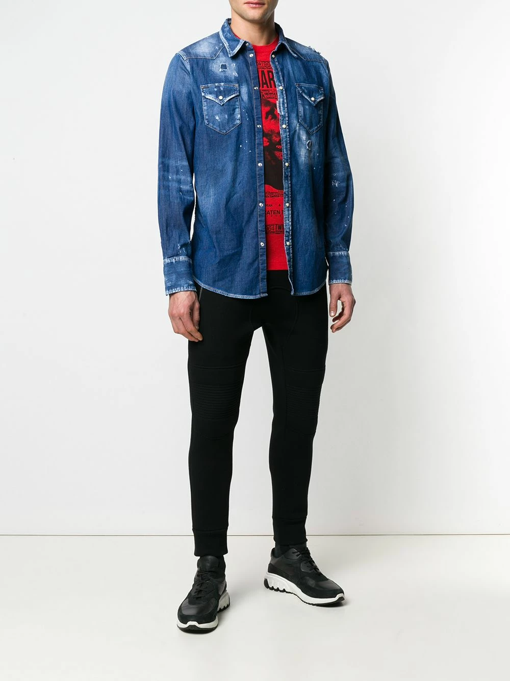 Dsquared2 Se Vend Bas Prix Chemise en denim à effet usé chemises homme 4 Dsquared2 chemise en denim à effet usé