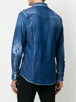 Dsquared2 Se Vend Bas Prix Chemise en denim à effet usé chemises homme 10 Dsquared2 chemise en denim à effet usé
