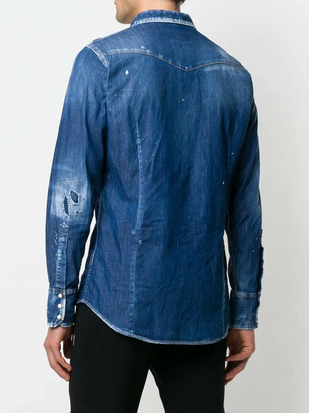 Dsquared2 Se Vend Bas Prix Chemise en denim à effet usé chemises homme 6 Dsquared2 chemise en denim à effet usé