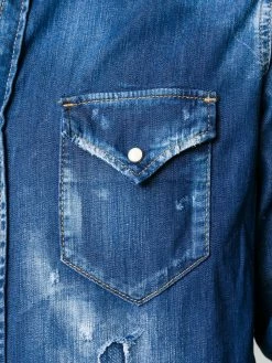 Dsquared2 Se Vend Bas Prix Chemise en denim à effet usé chemises homme 11 Dsquared2 chemise en denim à effet usé