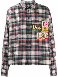 Dsquared2 chemise à carreaux et patchs logo