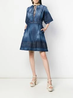 Dsquared2 robe courte en jean à effet délavé