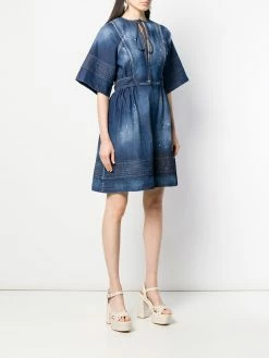 Dsquared2 Robe courte en jean à effet délavé Prix Abordable robes de jour femme 11 Dsquared2 robe courte en jean à effet délavé