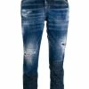 Dsquared2 jean crop à effet usé et délavé