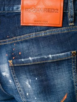 Dsquared2 jean crop à effet usé et délavé
