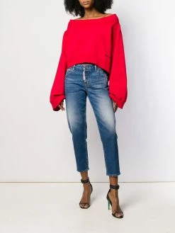 Dsquared2 jean crop à effet délavé