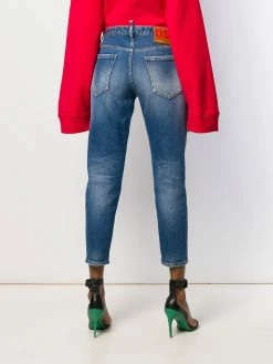 Dsquared2 jean crop à effet délavé