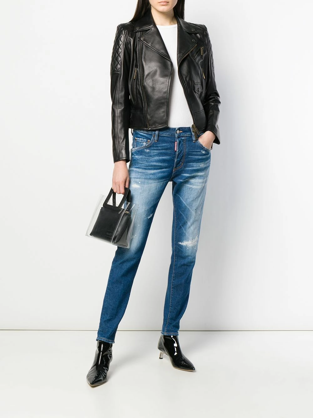 Dsquared2 Jean à effet usé Soldes jeans droits femme 4 Dsquared2 jean à effet usé