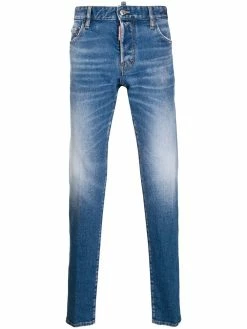 Dsquared2 jean droit à effet usé