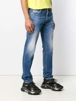 Dsquared2 jean droit à effet usé