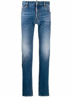 Dsquared2 jean droit à effet délavé