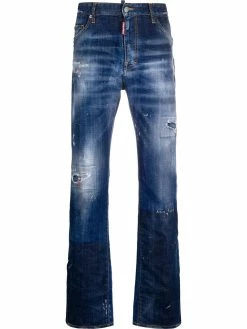 Dsquared2 jean droit à effet usé