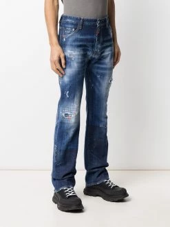 Dsquared2 jean droit à effet usé