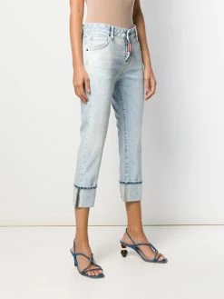 Dsquared2 jean crop à effet délavé