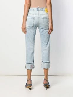 Dsquared2 jean crop à effet délavé