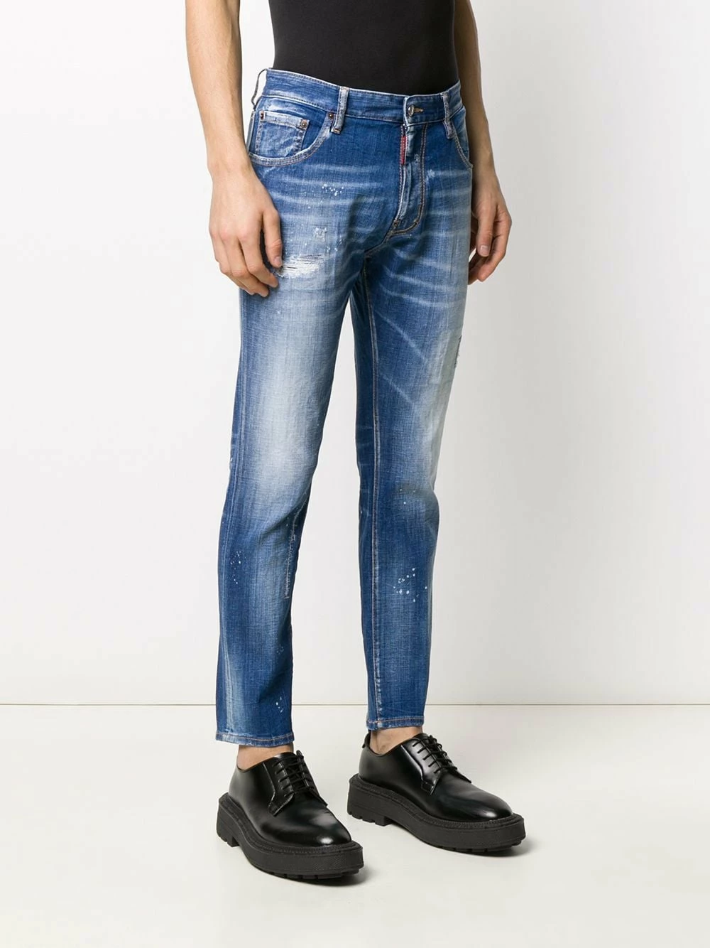Soldes Dsquared2 Jean droit à détails de taches d'encre jeans regular & jeans droits homme 5 Dsquared2 jean droit à détails de taches d'encre