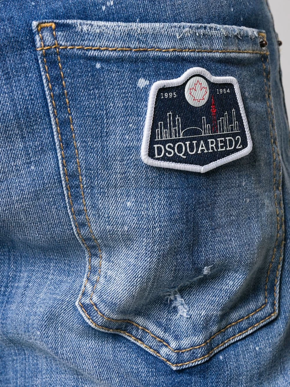 Soldes Dsquared2 Jean droit à détails de taches d'encre jeans regular & jeans droits homme 7 Dsquared2 jean droit à détails de taches d'encre
