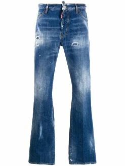Dsquared2 jean droit à effet usé