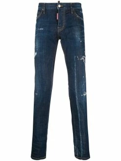 Dsquared2 jean droit à effet usé