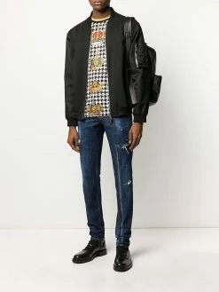 Dsquared2 jean droit à effet usé