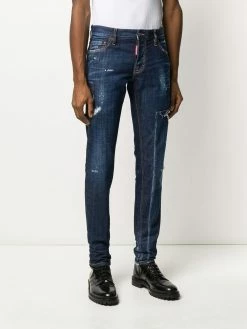 Dsquared2 jean droit à effet usé