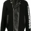 Dsquared2 veste de moto bi-matière à logo imprimé
