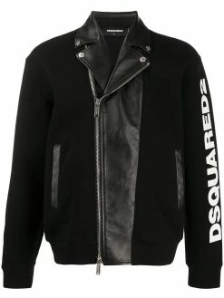 Dsquared2 veste de moto bi-matière à logo imprimé