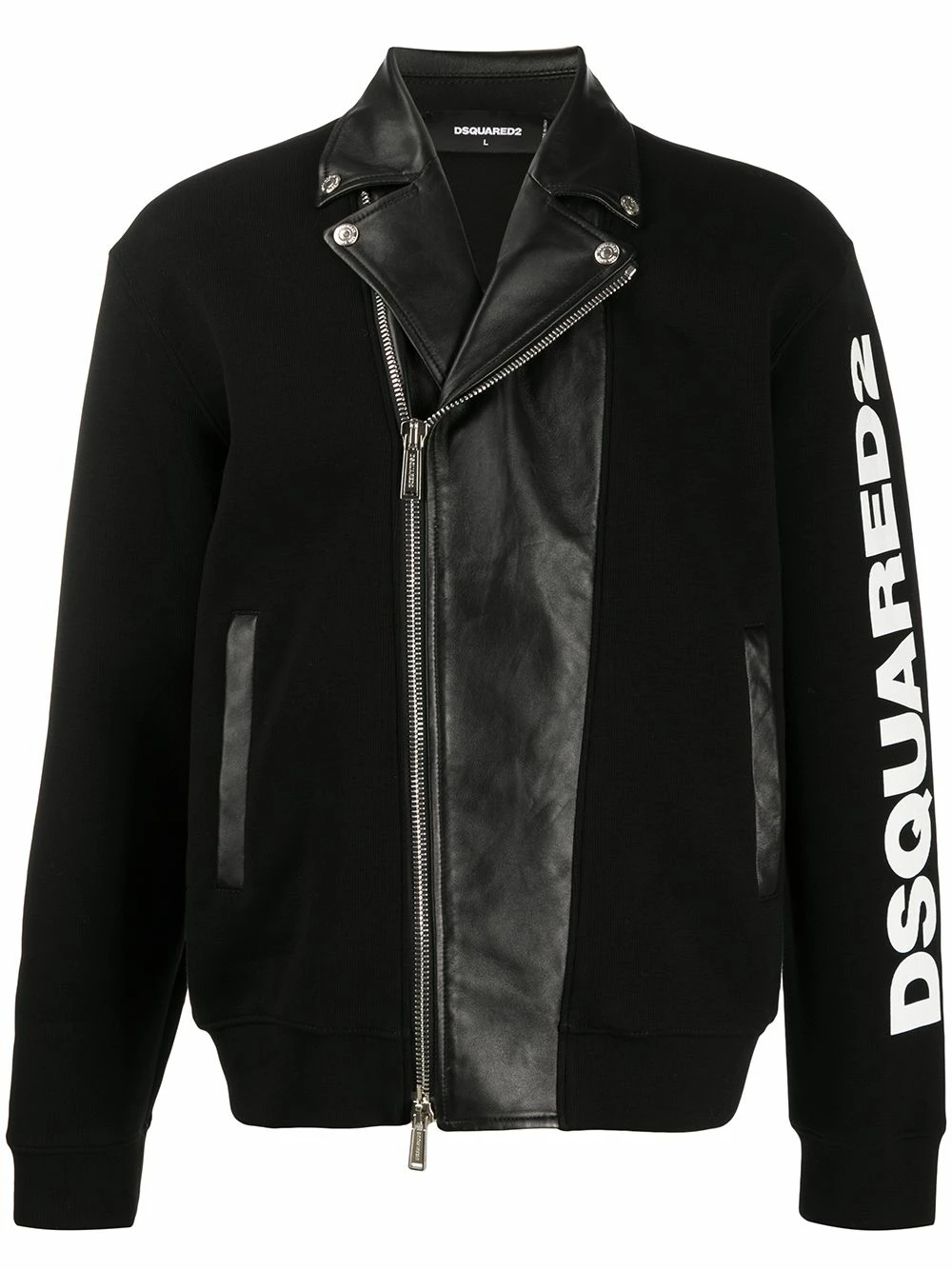 Dsquared2 Prix Jamais Vus Veste de moto bi matière à logo imprimé vestes de moto homme 3 Dsquared2 veste de moto bi-matière à logo imprimé