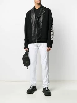 Dsquared2 veste de moto bi-matière à logo imprimé