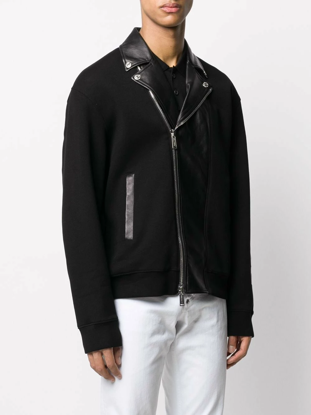 Dsquared2 Prix Jamais Vus Veste de moto bi matière à logo imprimé vestes de moto homme 5 Dsquared2 veste de moto bi-matière à logo imprimé