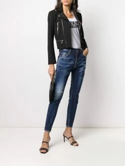 Dsquared2 veste de moto zippée à patch logo