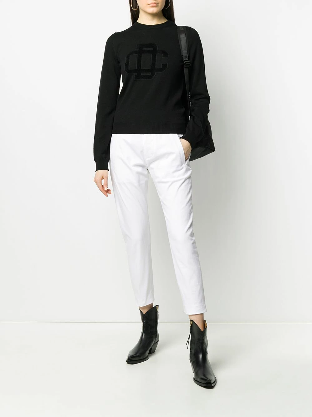 Dsquared2 Prix Usine Pantalon crop à logo imprimé pantalons raccourcis femme 4 Dsquared2 pantalon crop à logo imprimé