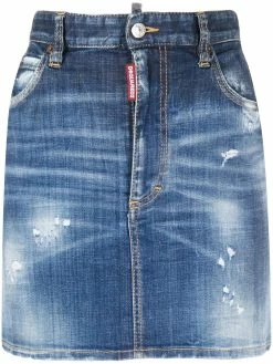 Dsquared2 jupe ajustée en jean à logo imprimé