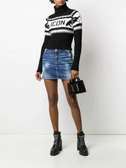Dsquared2 jupe ajustée en jean à logo imprimé