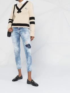 Dsquared2 jean crop à effet usé