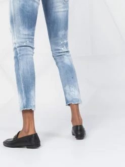 Dsquared2 jean crop à effet usé