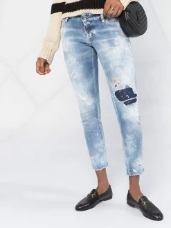 Dsquared2 jean crop à effet usé