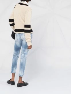 Dsquared2 jean crop à effet usé