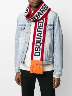 Dsquared2 écharpe fine frangée à logo en jacquard