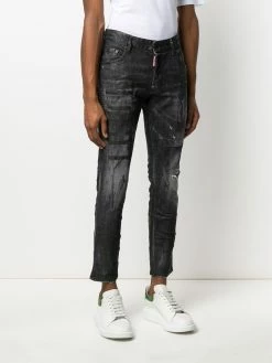 Dsquared2 jean skinny crop à design verni