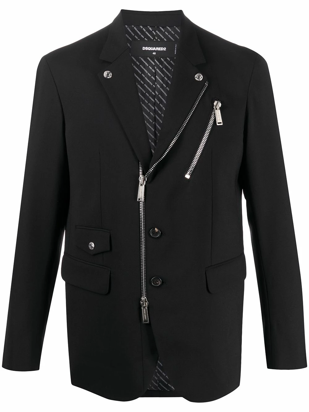 Faible Prix Dsquared2 Blazer à fermeture zippée décalée blazers homme 3 Dsquared2 blazer à fermeture zippée décalée