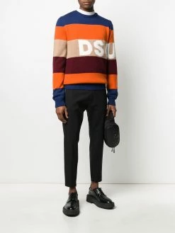 Dsquared2 pull rayé à logo en jacquard