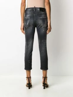 Dsquared2 jean crop à effet usé