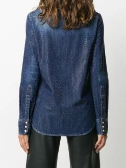 Dsquared2 Chemise en jean à ornements en cristal Prix Gelé chemises femme 10 Dsquared2 chemise en jean à ornements en cristal