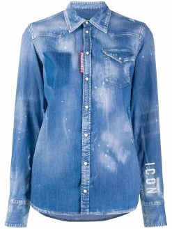 Dsquared2 chemise en jean à effet usé