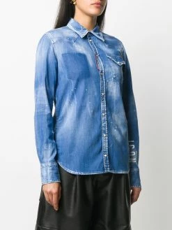 Dsquared2 chemise en jean à effet usé