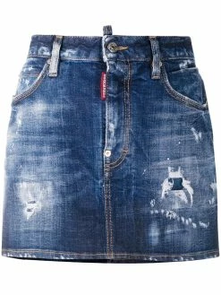 Dsquared2 minijupe en jean à effet usé