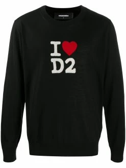 Dsquared2 pull Ă logo en maille intarsia